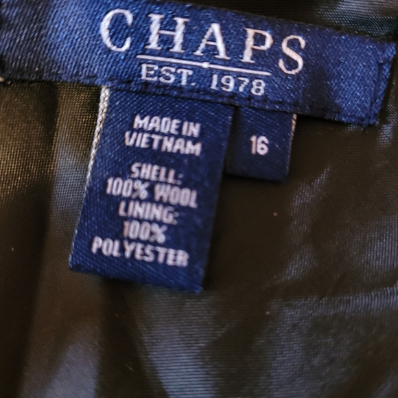 Chaps 100% Wool Skirt Size 16 Black and White Lined Pleated Ruffle Side Zip - Picture 7 of 7